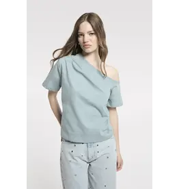 Homage Offshoulder top with pleats - Sea Blue