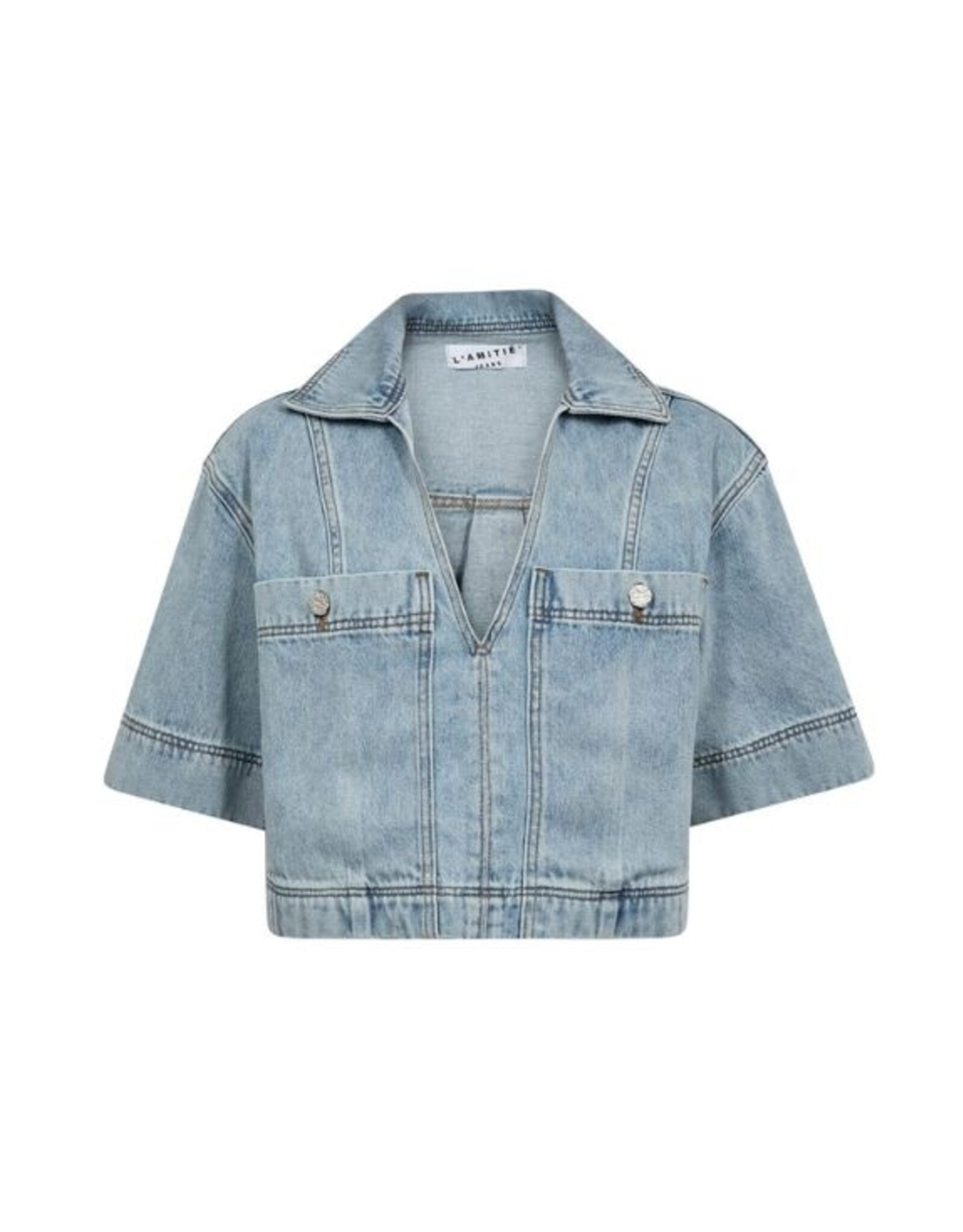 Haute L'amitié Drew Denim Top - Bleached Denim