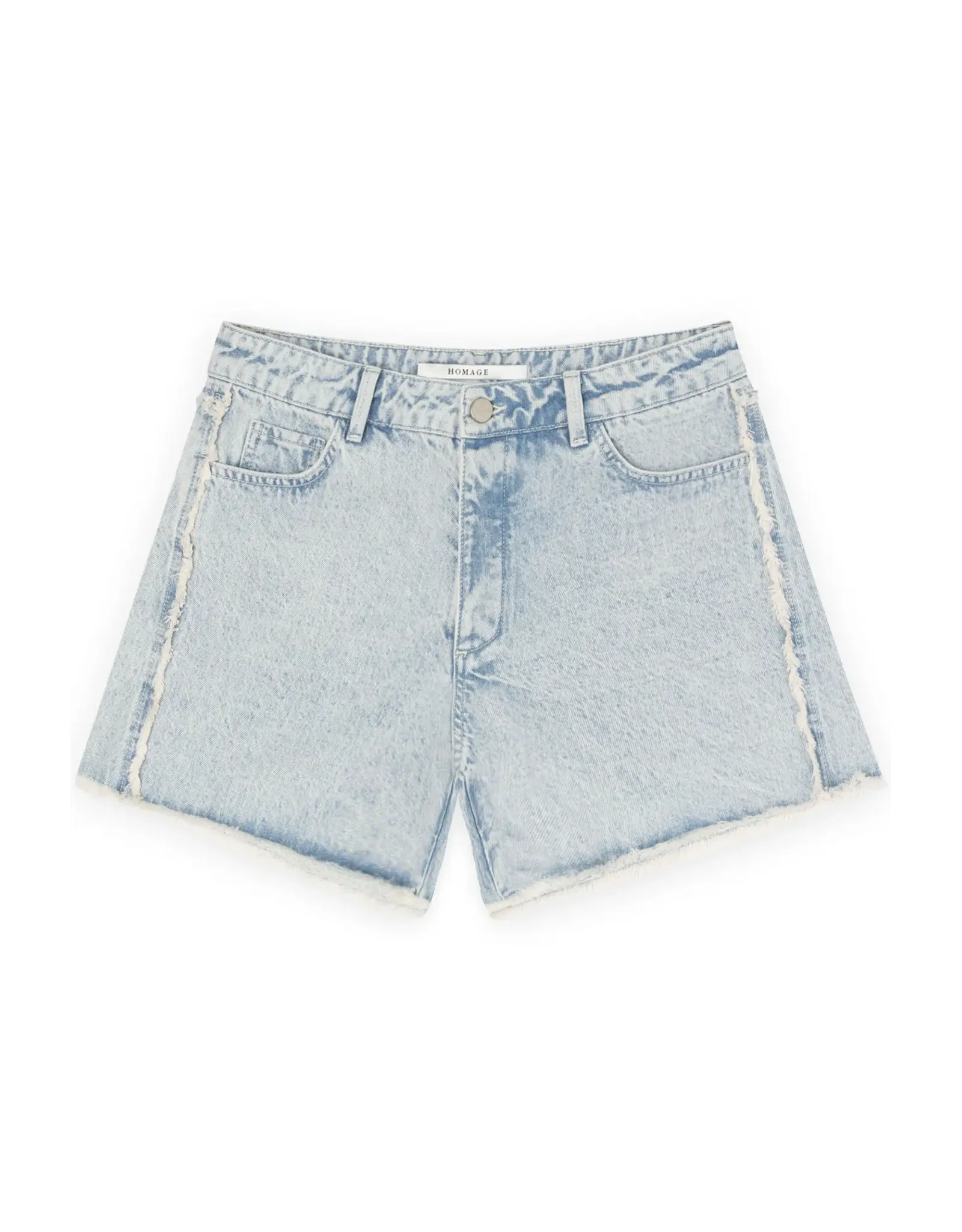 Homage Denim Short With Fringes - Vintage Blue
