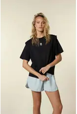 Homage Shoulder Detail Top with print - Black