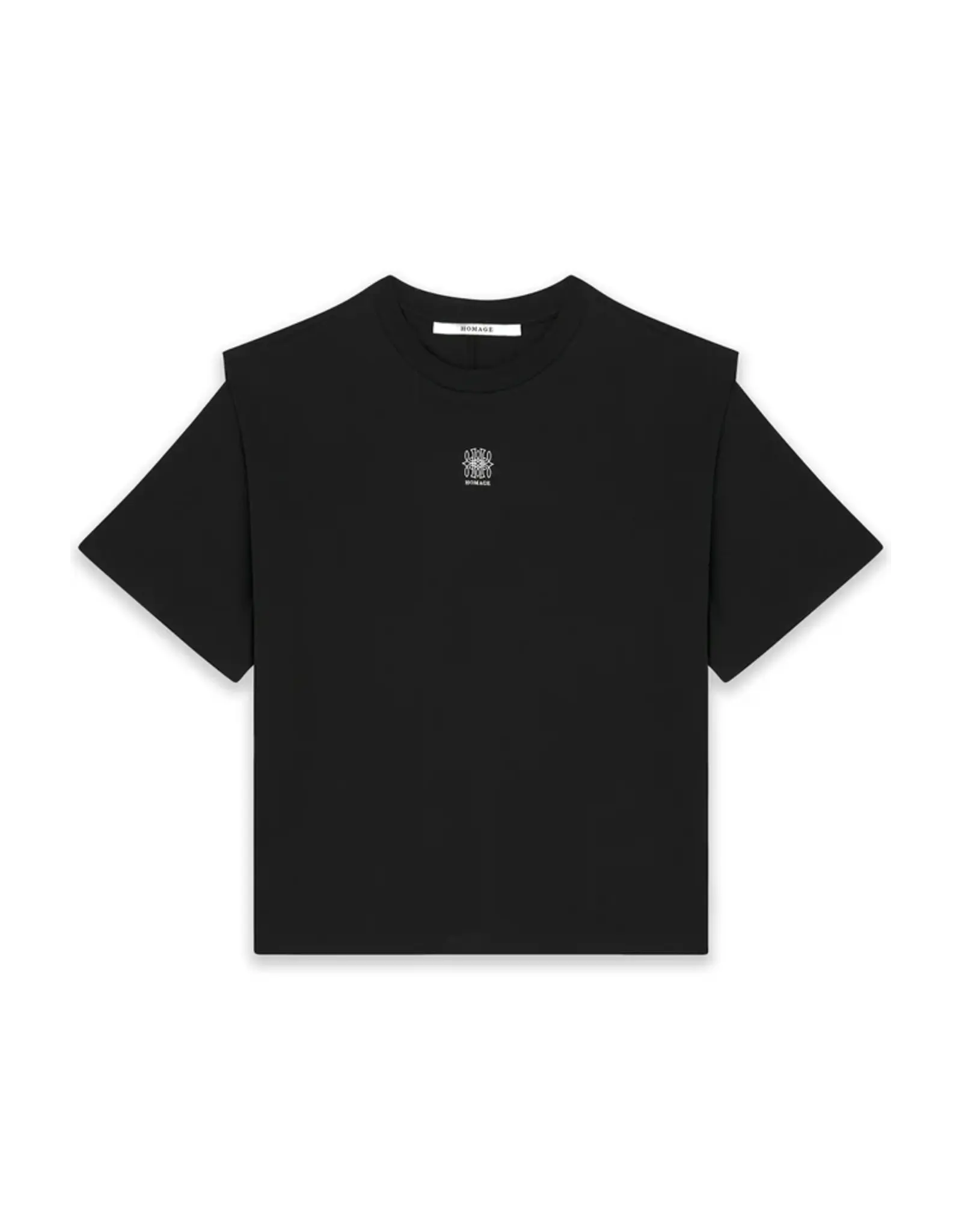 Homage Shoulder Detail Top with print - Black