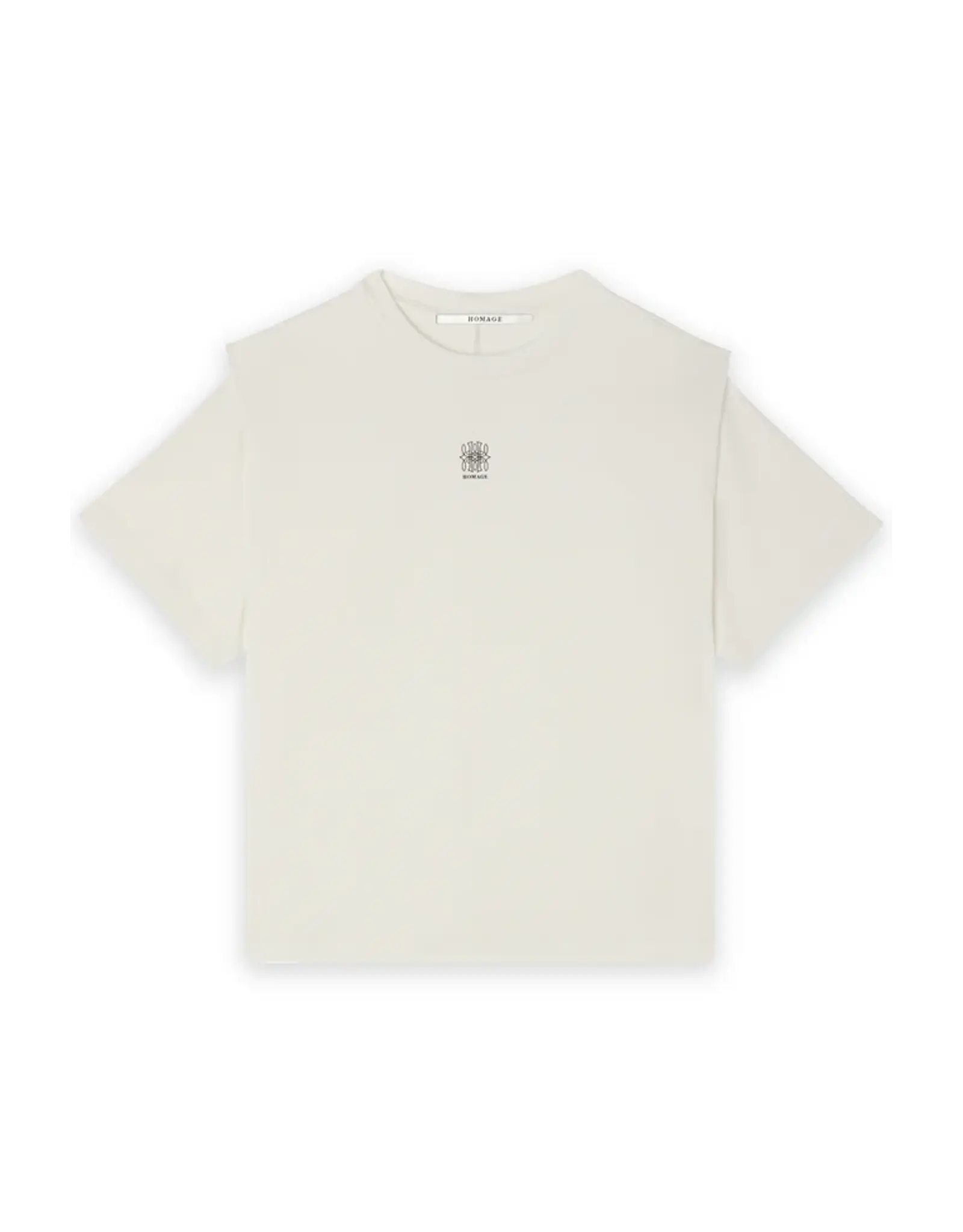 Homage Shoulder Detail Top with print - Offwhite