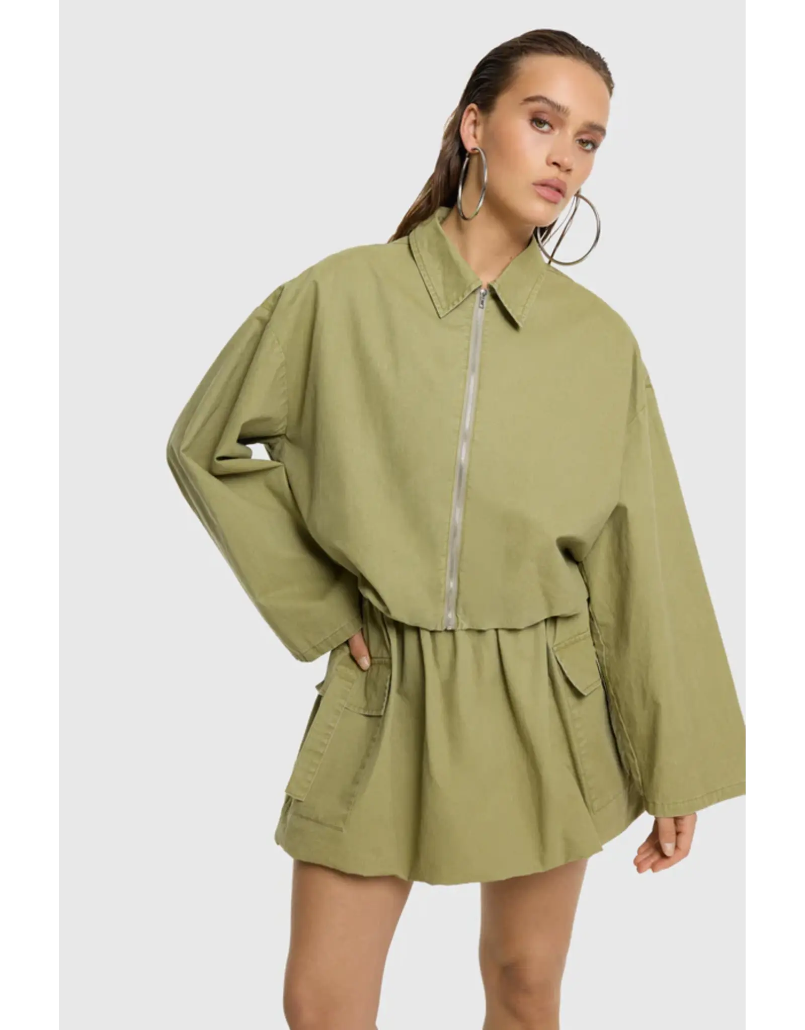 Refined Department Cropped Balloon Jacket Aley - Army