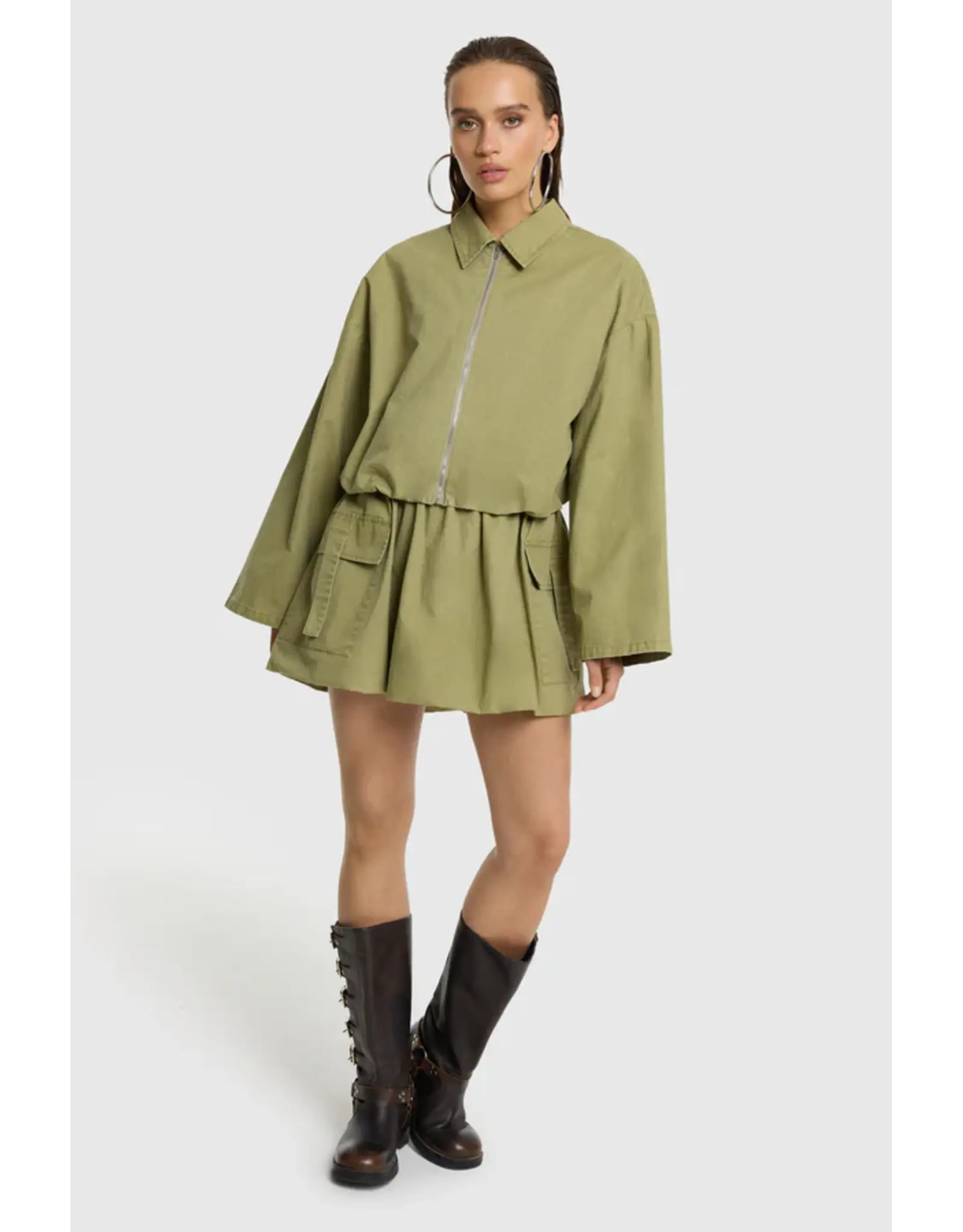 Refined Department Cropped Balloon Jacket Aley - Army