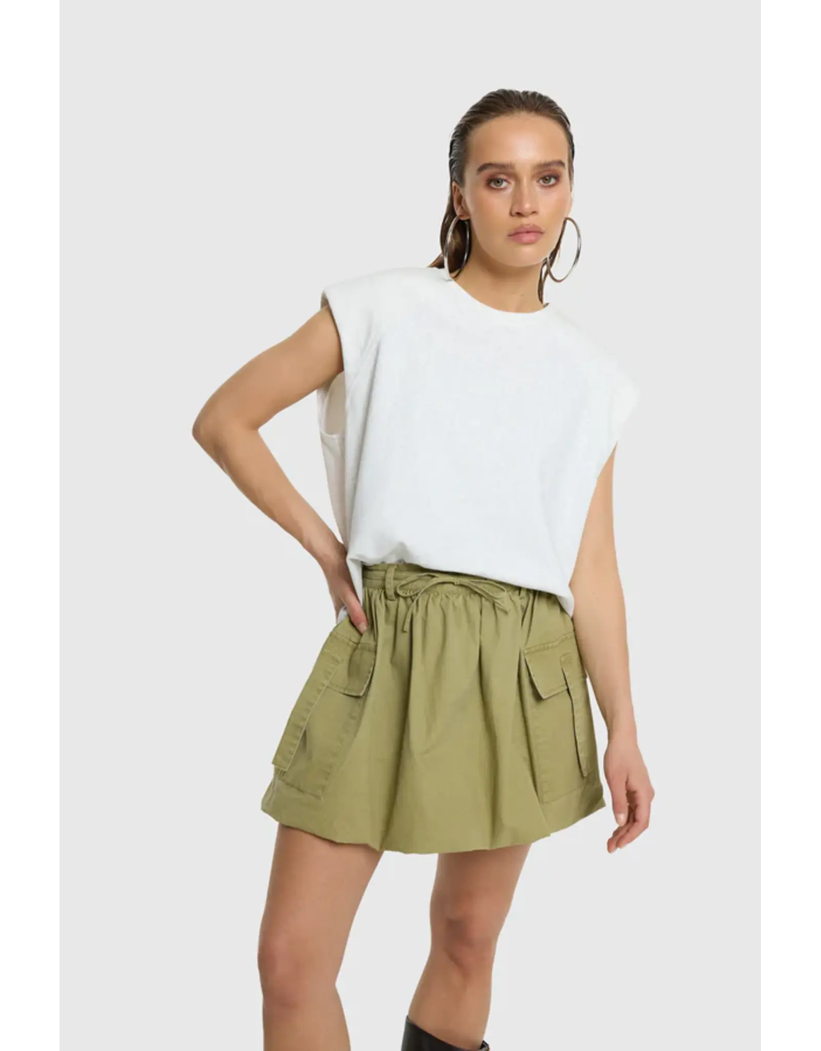 Refined Department Shoulder Padding Raglan Top Mia - Off White