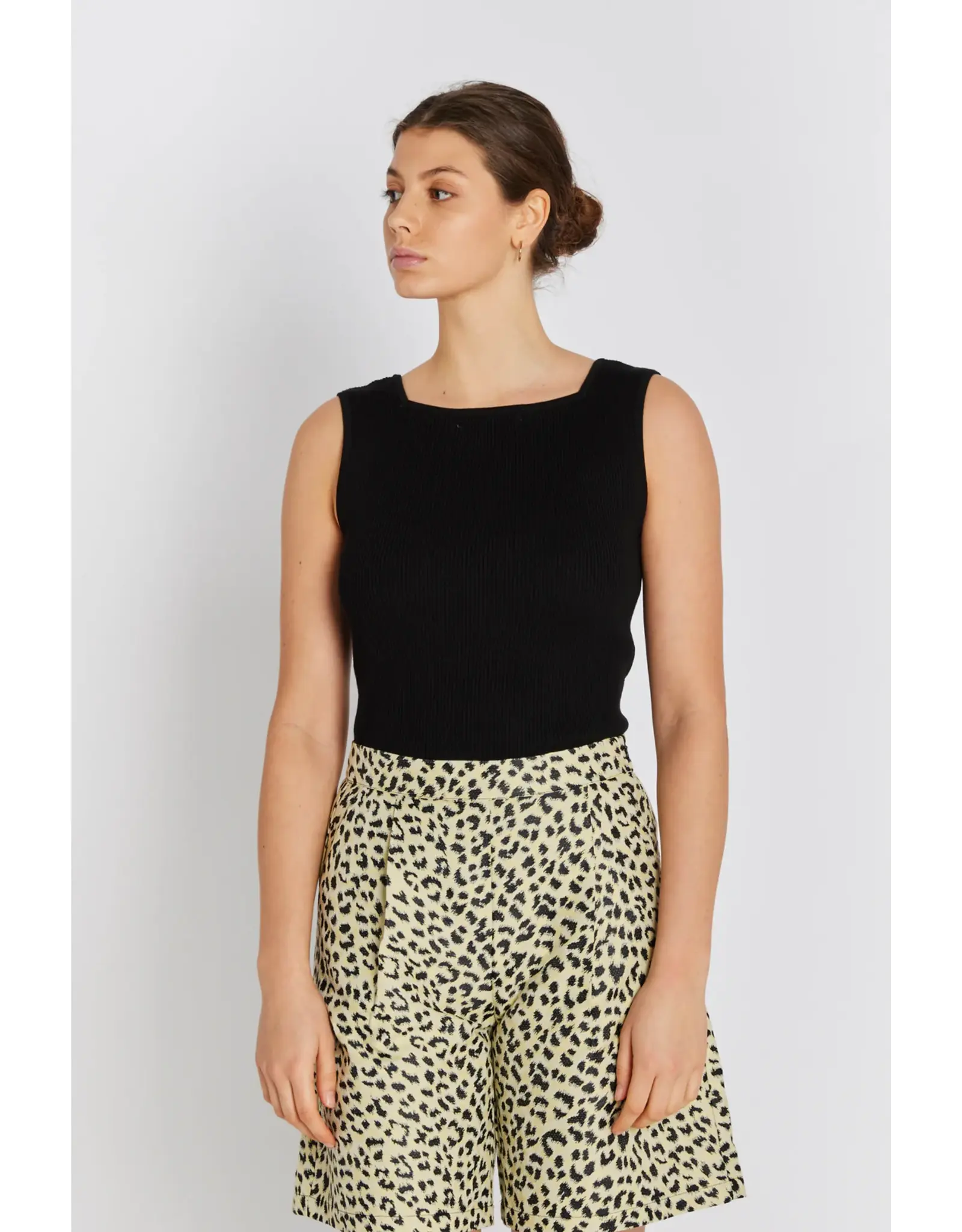Rue de Femme Noa Reverse Knit  Top - Black