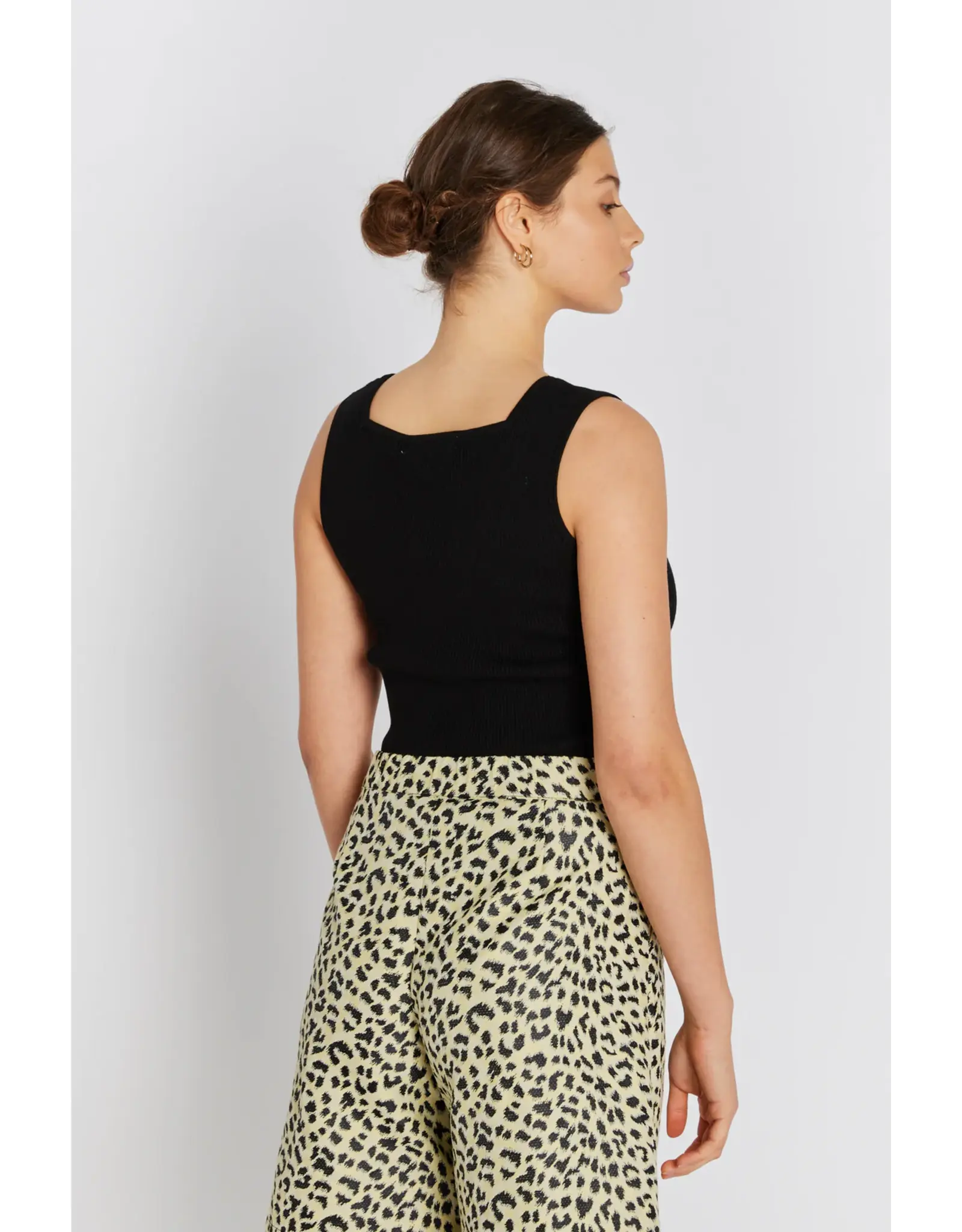 Rue de Femme Noa Reverse Knit  Top - Black