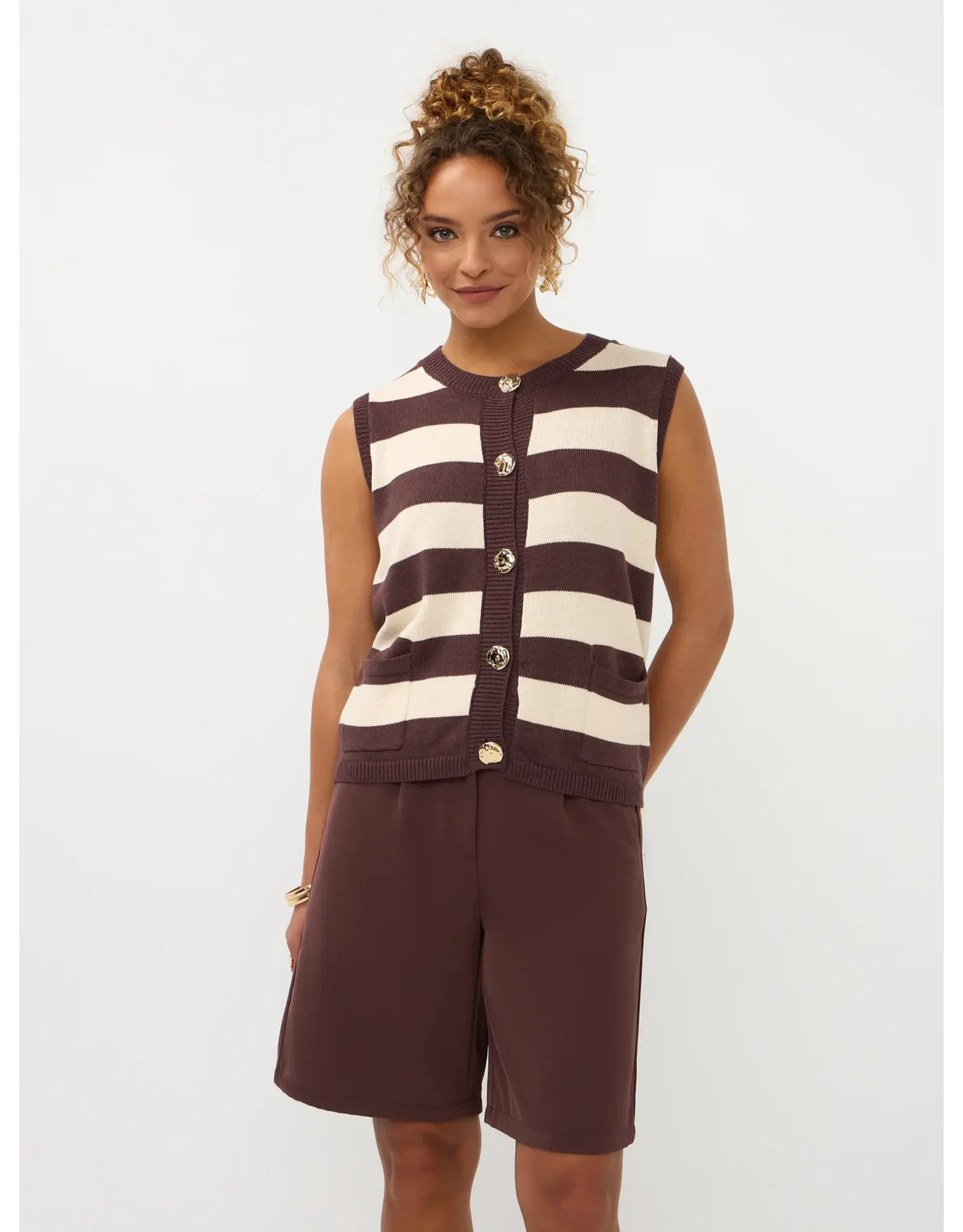 Ydence Knitted Top Judith - Brown/Ecru