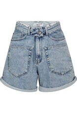 Haute L'amitié Flip Waist Shorts - Bleached Denim