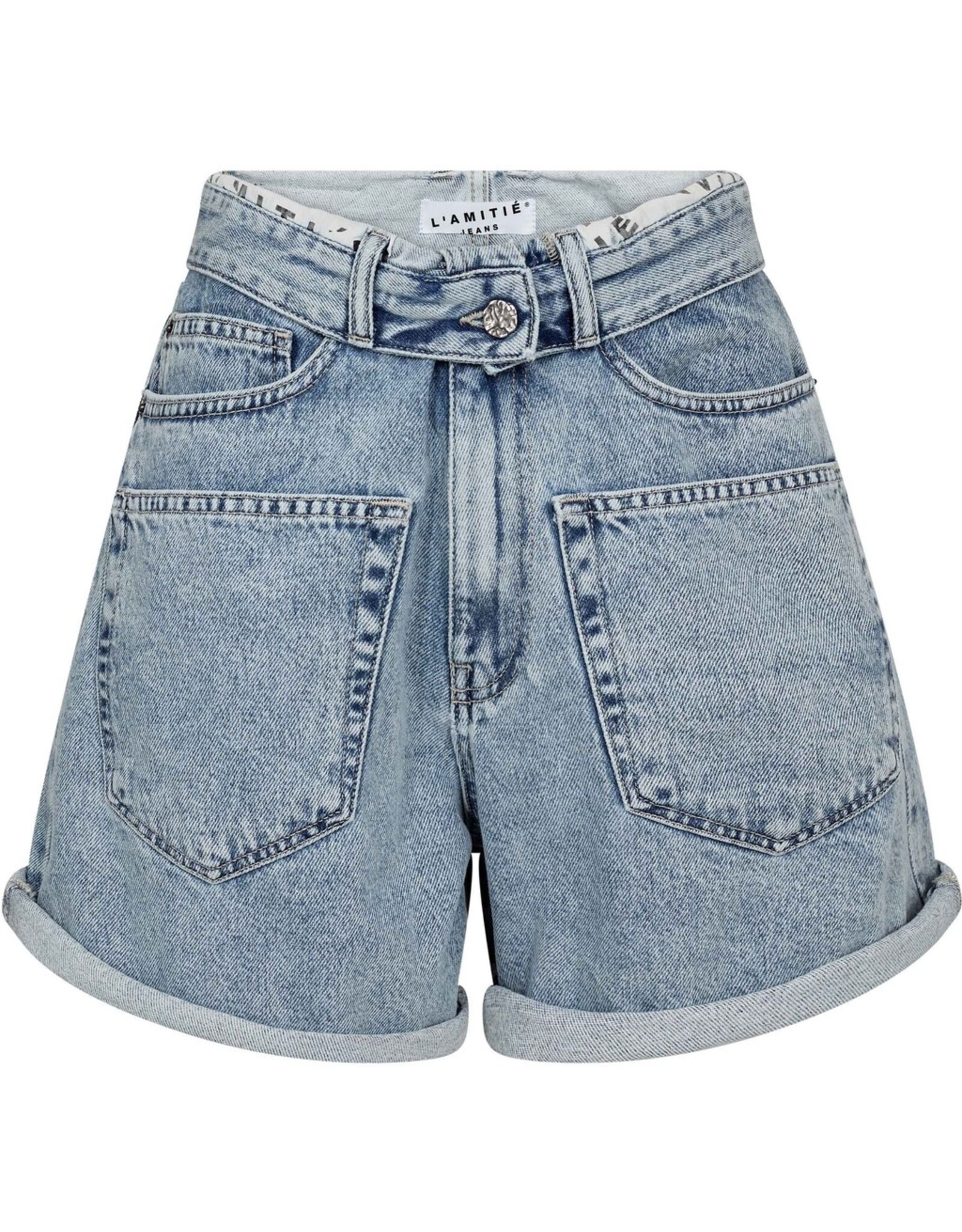 Haute L'amitié Flip Waist Shorts - Bleached Denim