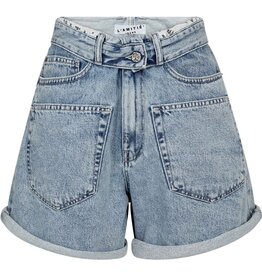Haute L'amitié Flip Waist Shorts - Bleached Denim
