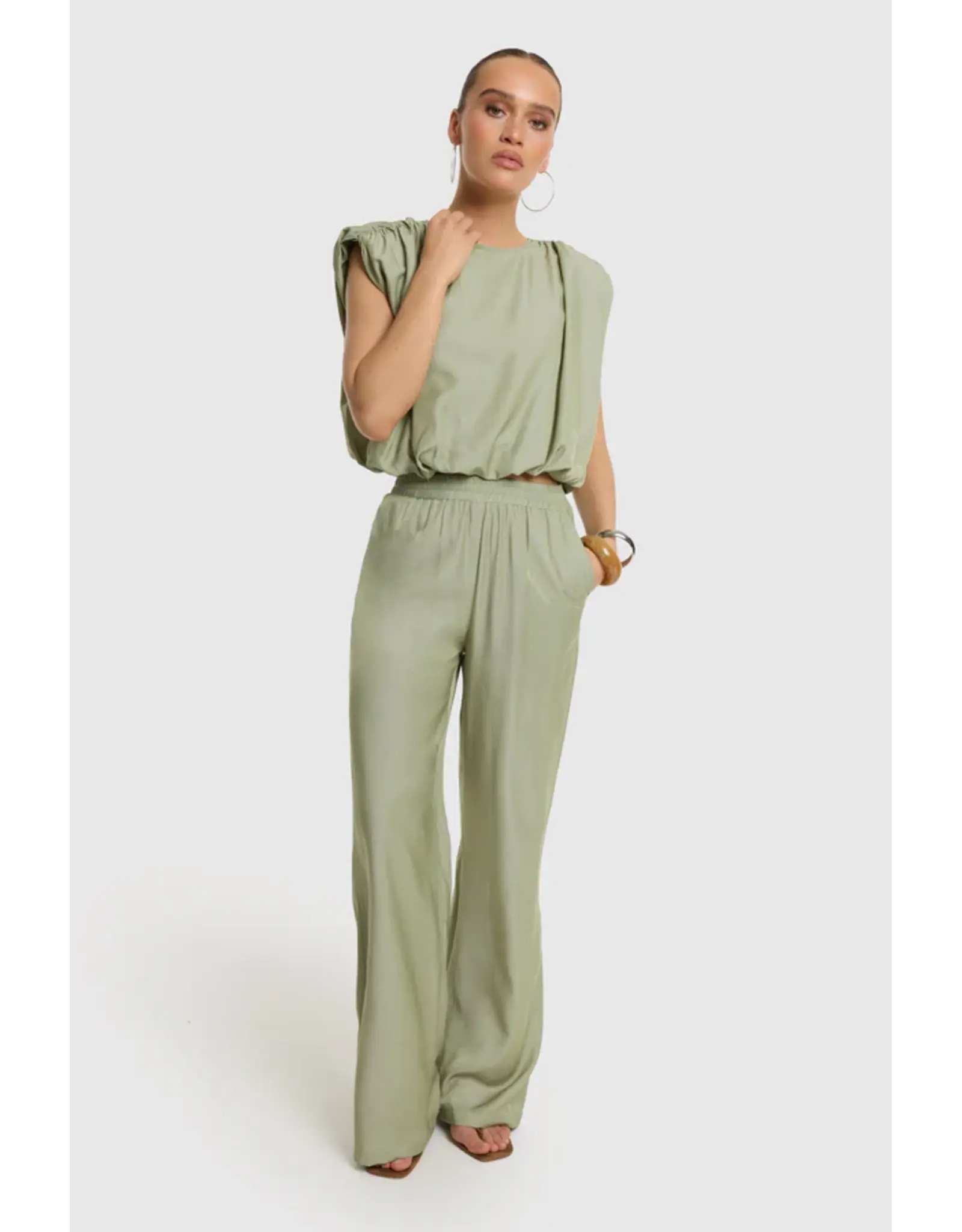 Refined Department Flowy Wide Leg Pants Nova - Army