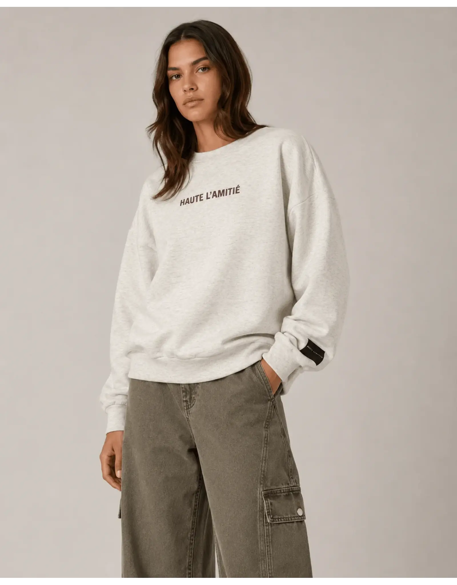 Haute L'amitié Back Print Studio Sweat - Pearl Melange