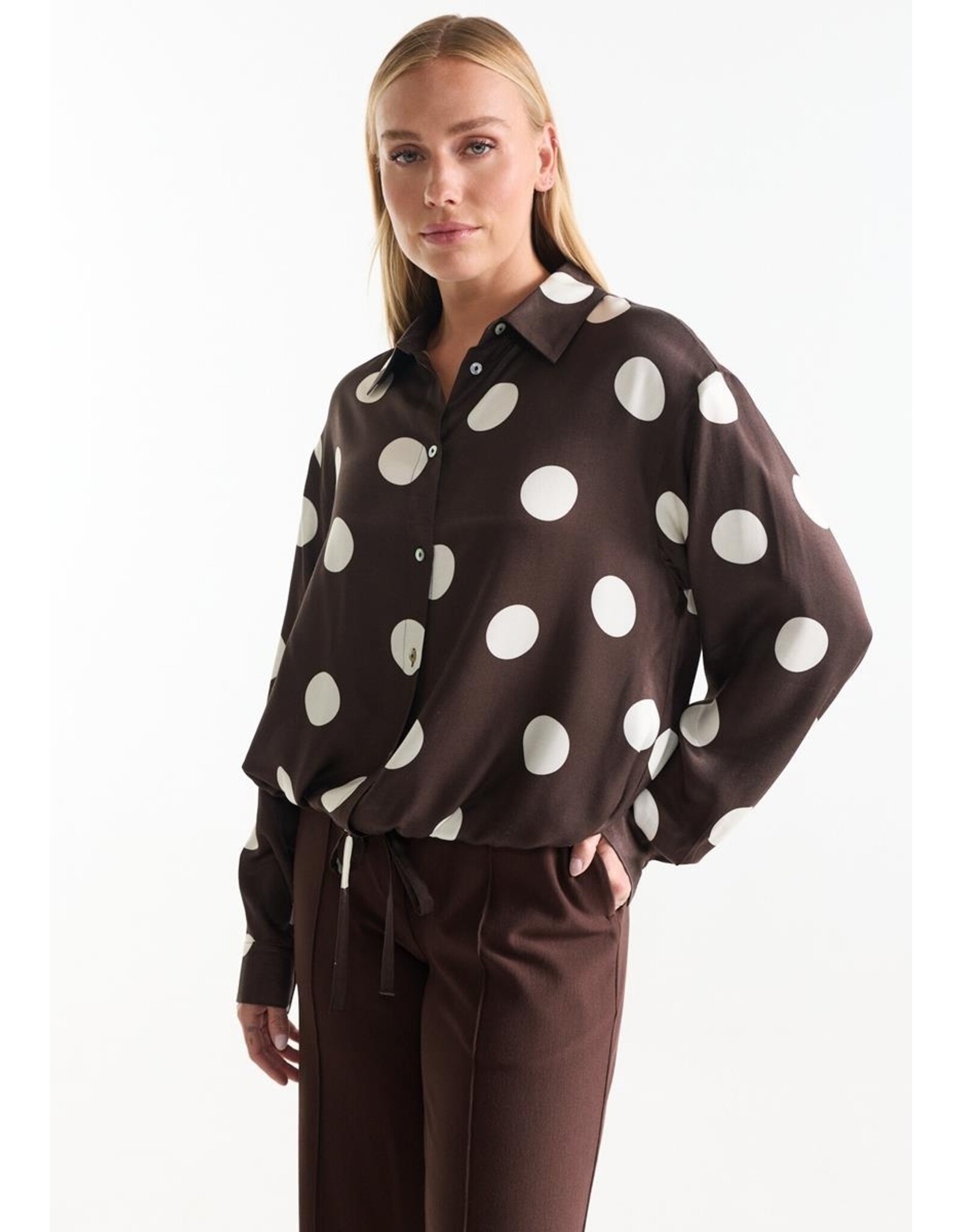 Jansen Dot Blouse - Dark Brown