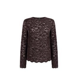 Jansen Kiki Top Lace Longsleeve - Dark Brown