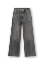 Homage Mid Waist Straight Leg Jeans With Studs - Grey