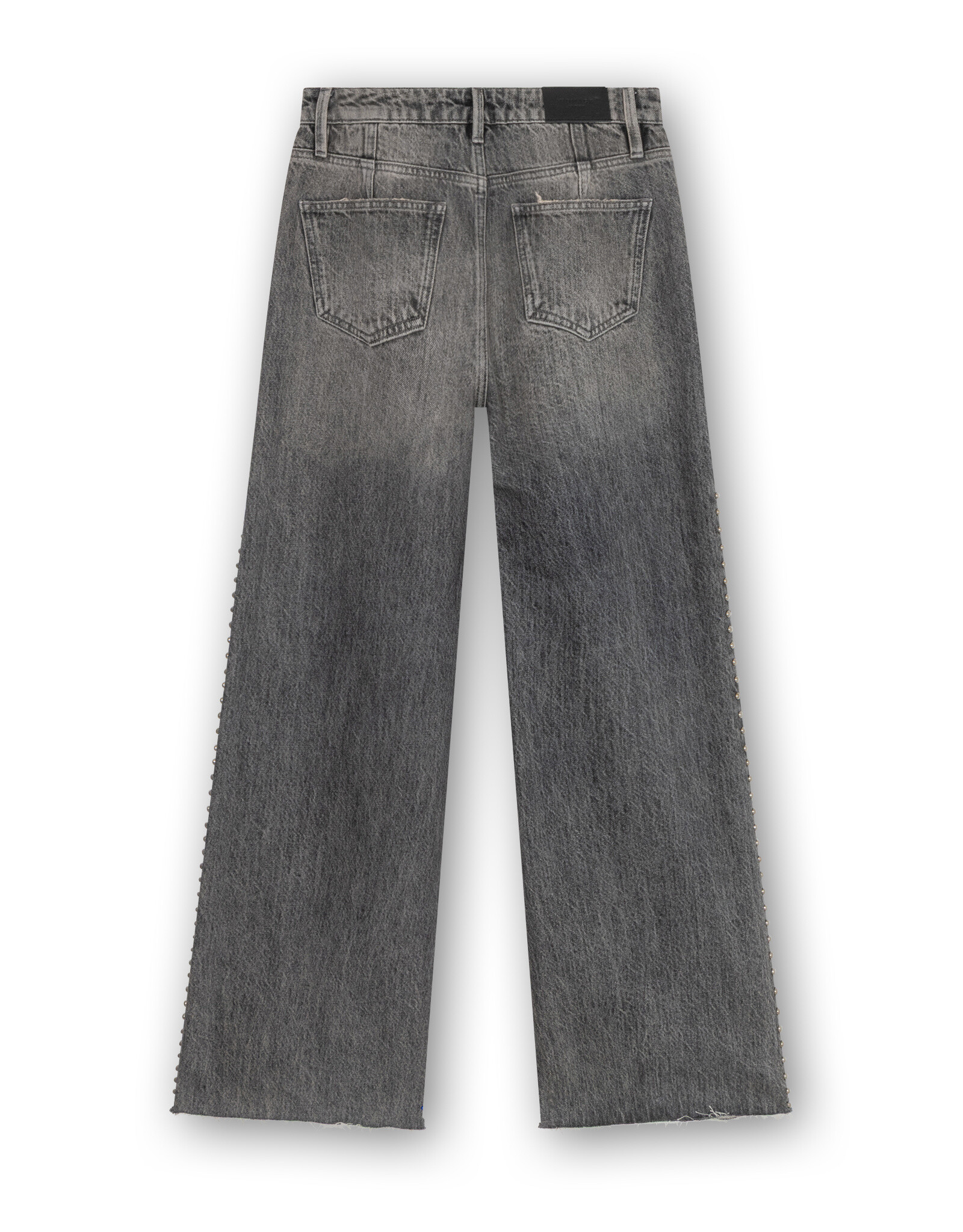 Homage Mid Waist Straight Leg Jeans With Studs - Grey
