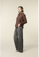 Homage Mid Waist Straight Leg Jeans With Studs - Grey