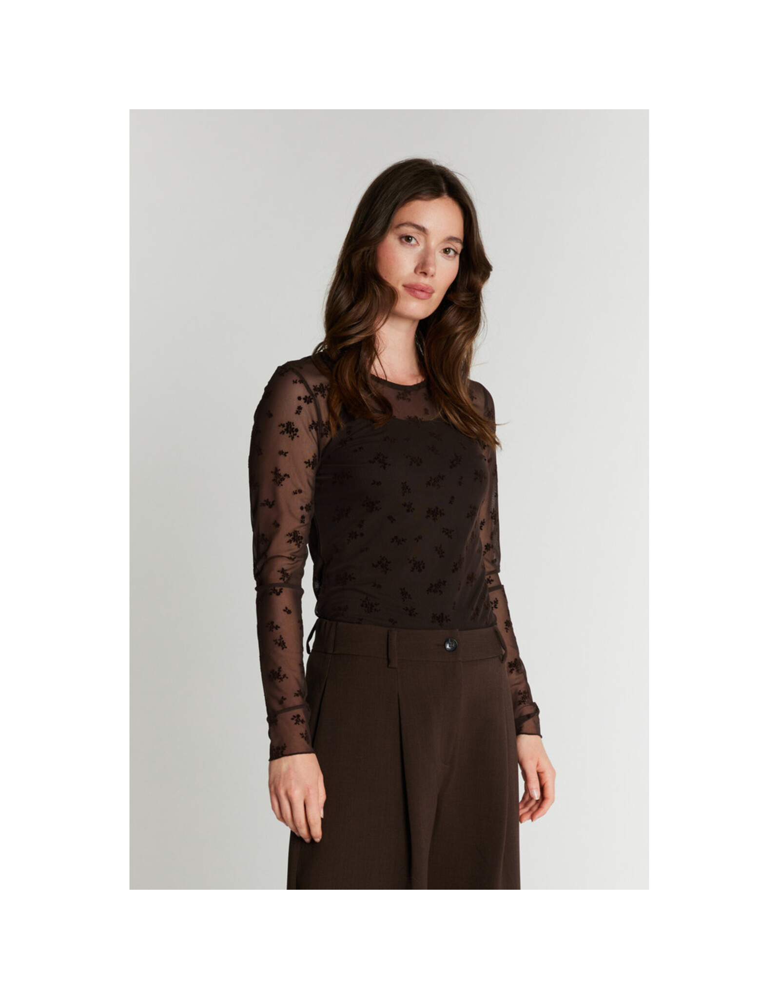 Rue de Femme Round Neck Blouse - Chocolat