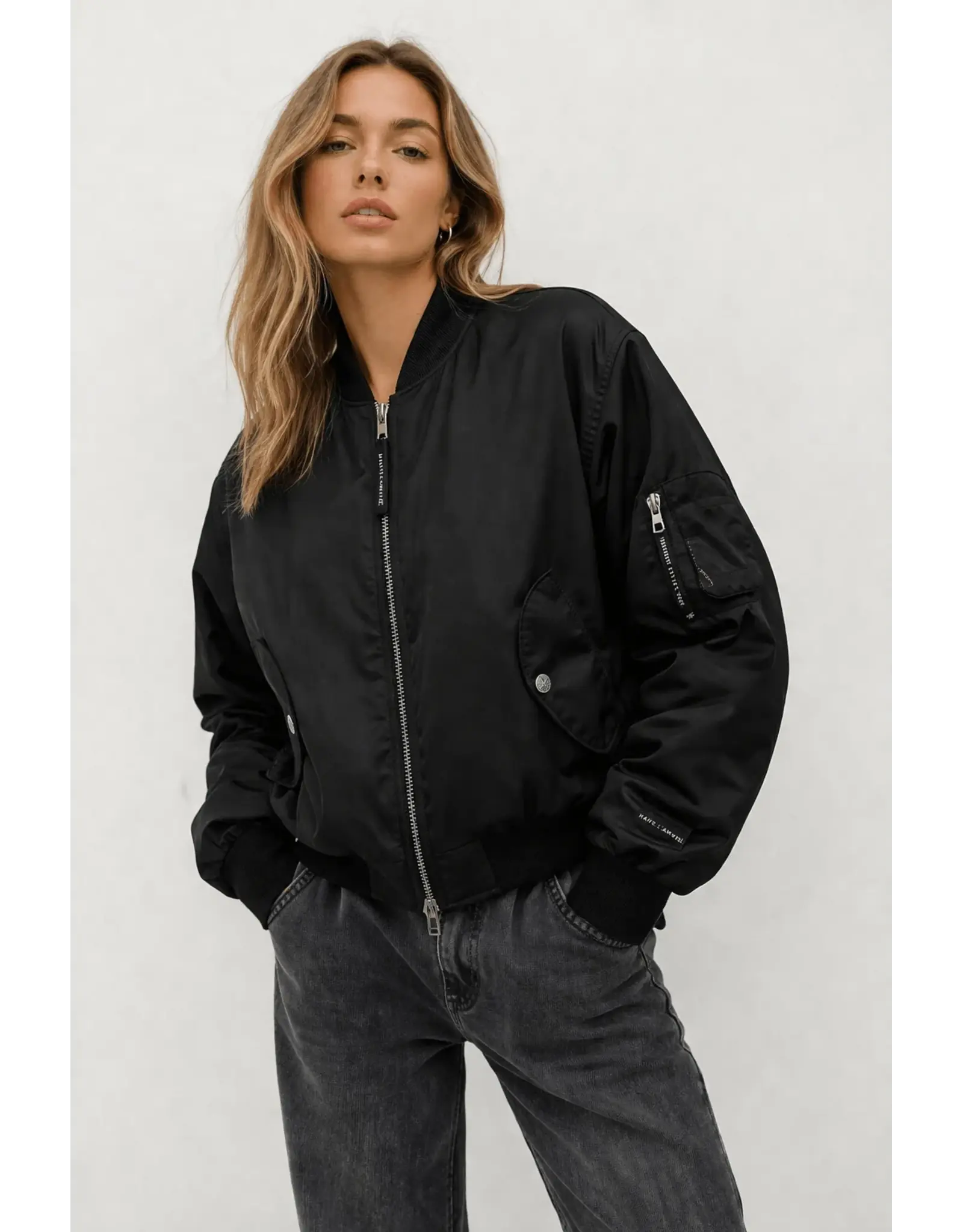 Haute L'amitié Sally Crop Bomber - Black