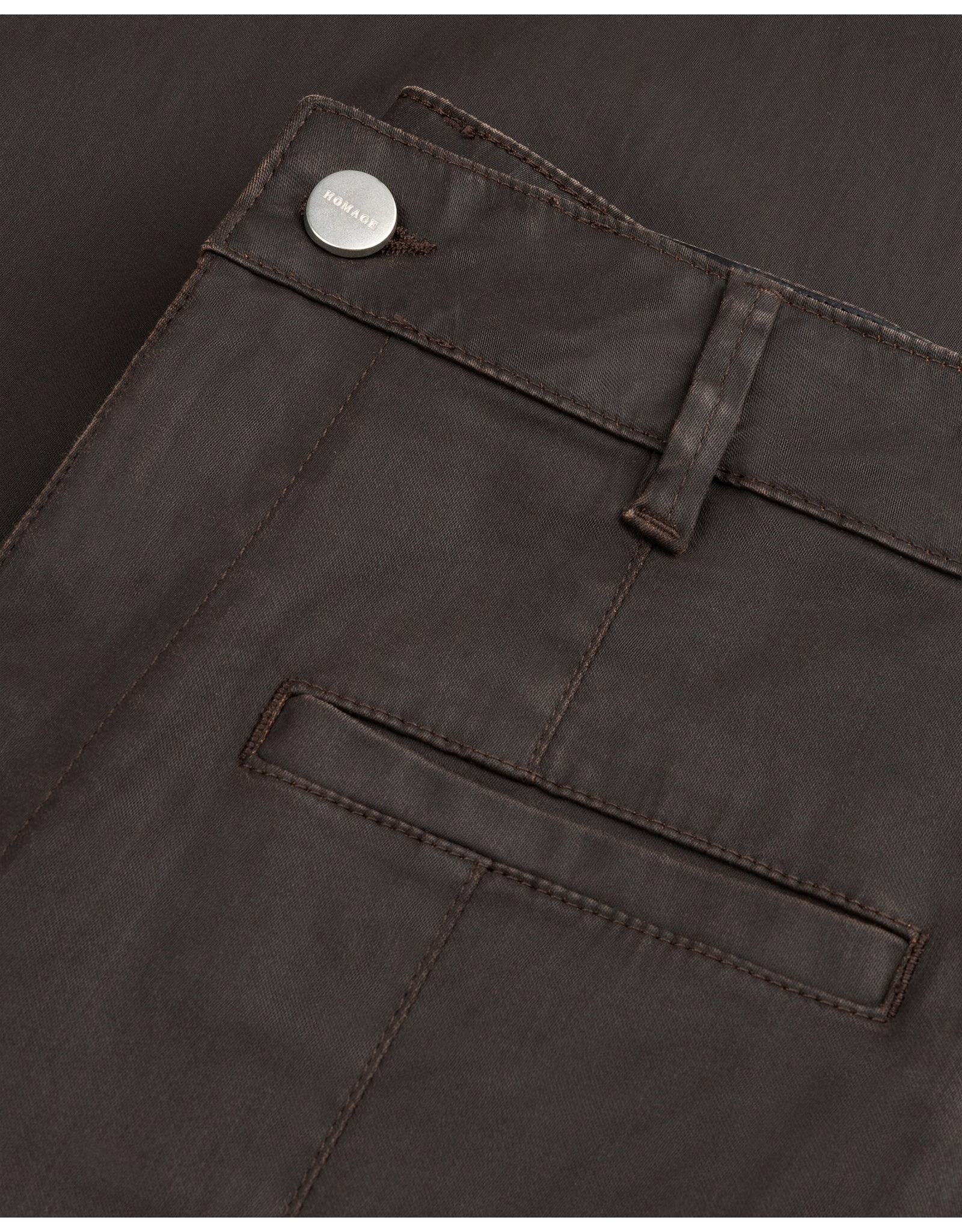 Homage Tailored Jeans With Leather Coating - Brown Coated