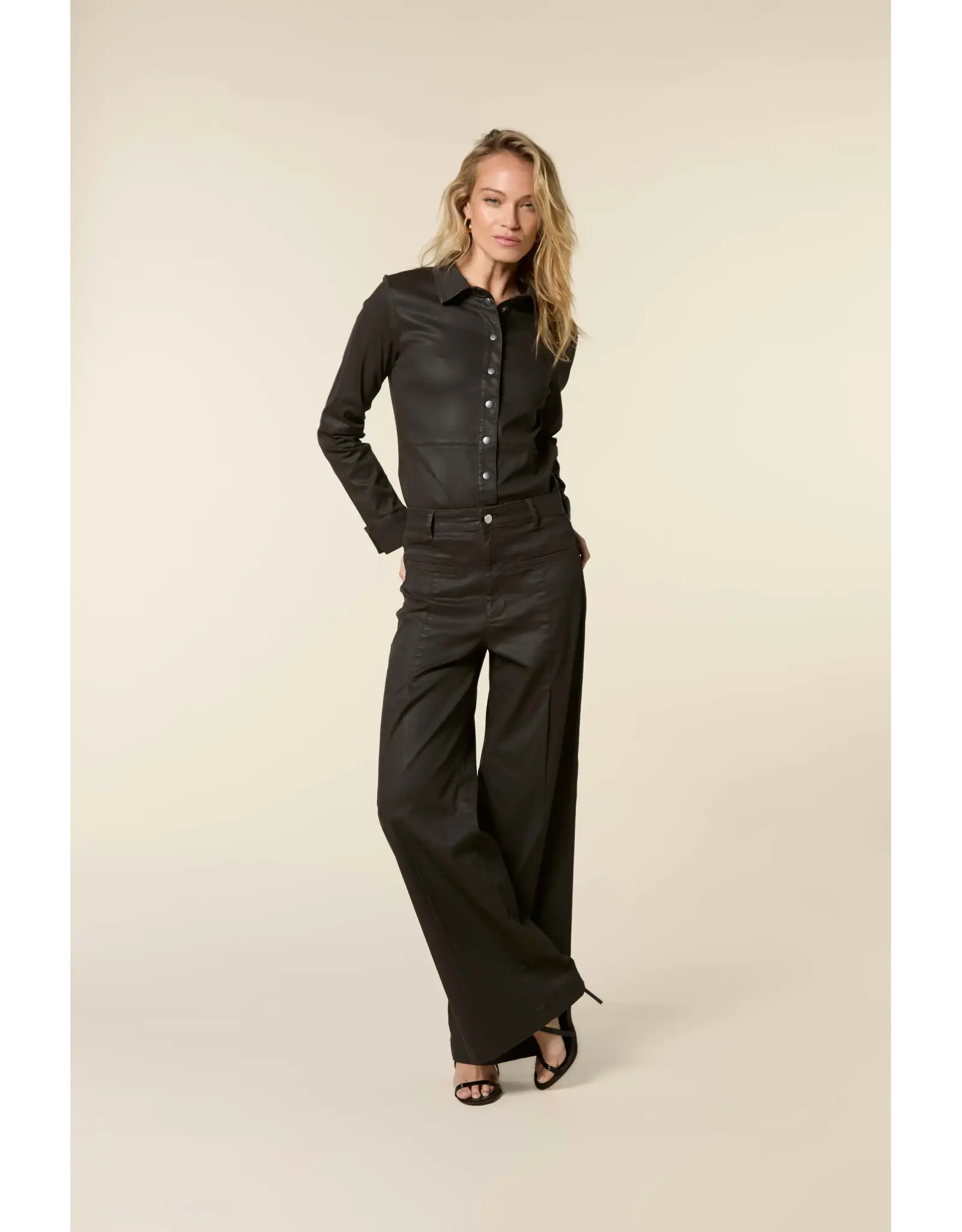 Homage Tailored Jeans With Leather Coating - Brown Coated