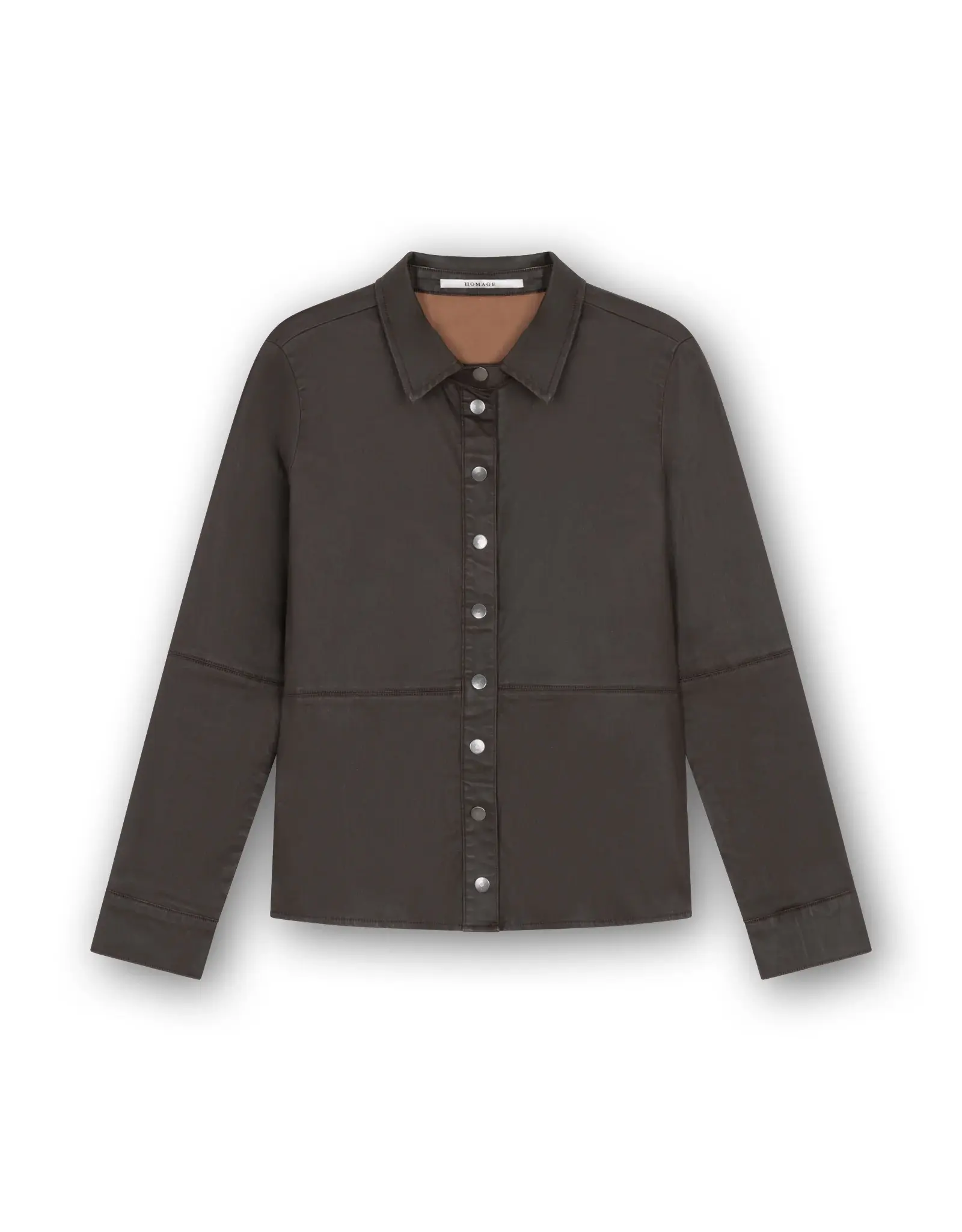 Homage Fitted Blouse with leather coating - Brown Coated