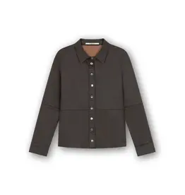 Homage Fitted Blouse with leather coating - Brown Coated