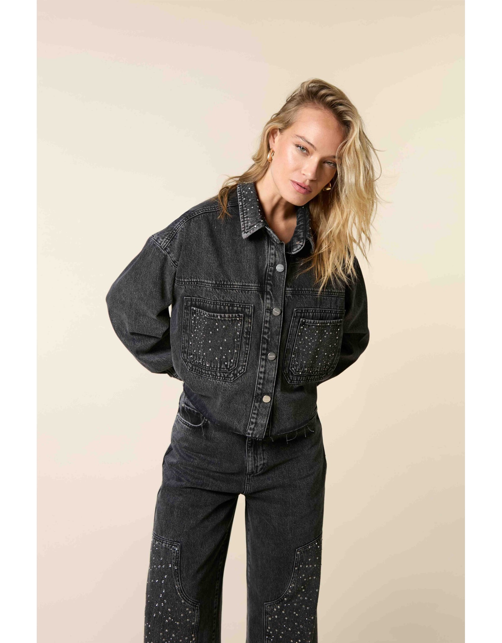 Homage Cropped Oversize Jacket with strass - Antra Used