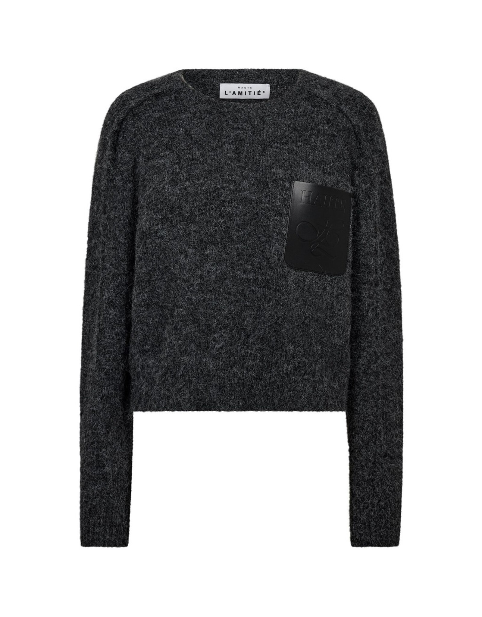 Haute L'amitié Darcia Reverse Crop Pocket Knit - Antracit Melange