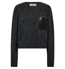 Haute L'amitié Darcia Reverse Crop Pocket Knit - Antracit Melange