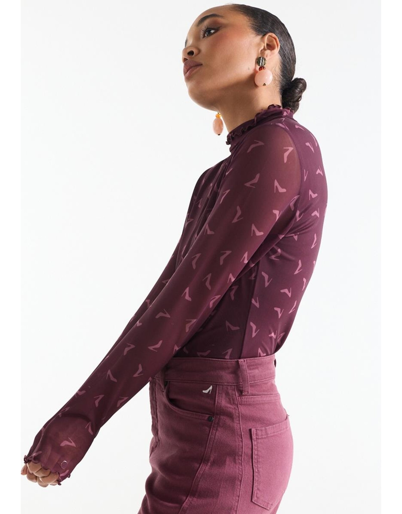 Jansen Jola mesh top - wine rose