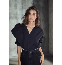 Haute L'amitié Cosmopolitan Drape Shirt - Black