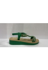 Sandaal groen met parels