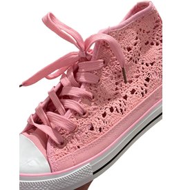 Sneaker roze hoog model in kant