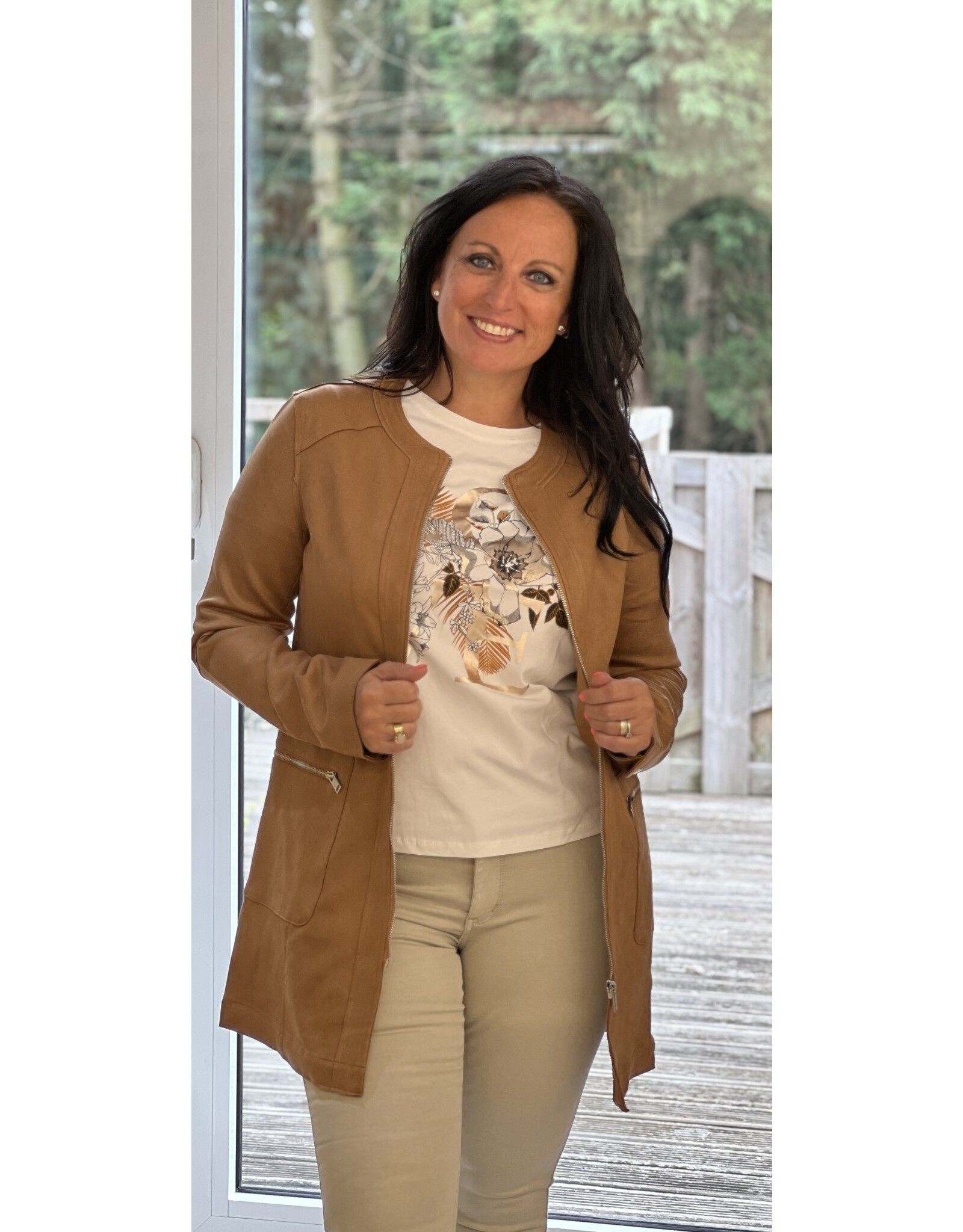 Jas cognac met zakken