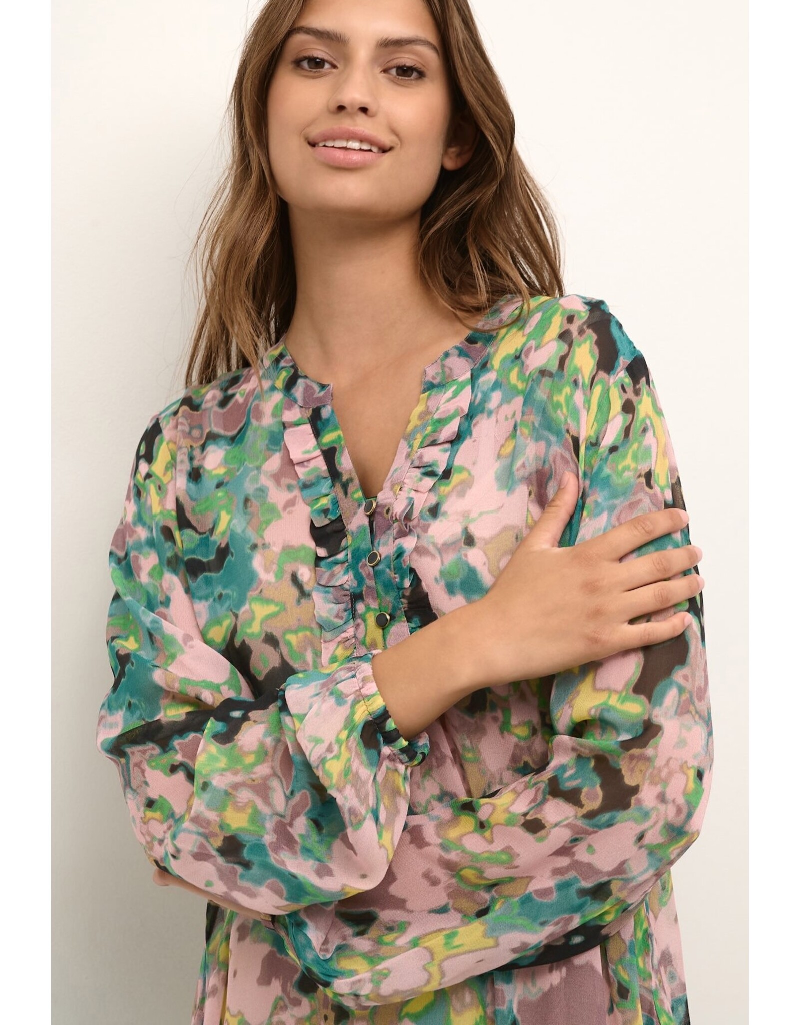 Cream Kleed multi color print cream