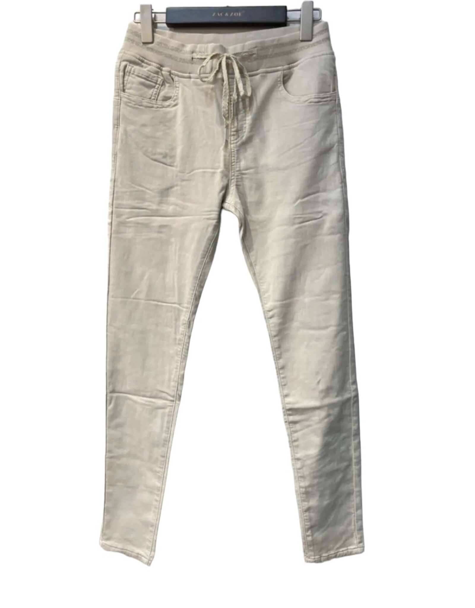 Broek met elastiek beige