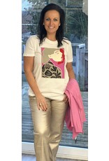 Kaffe T shirt fushia met print