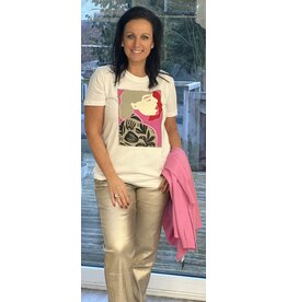 Kaffe T shirt fushia met print