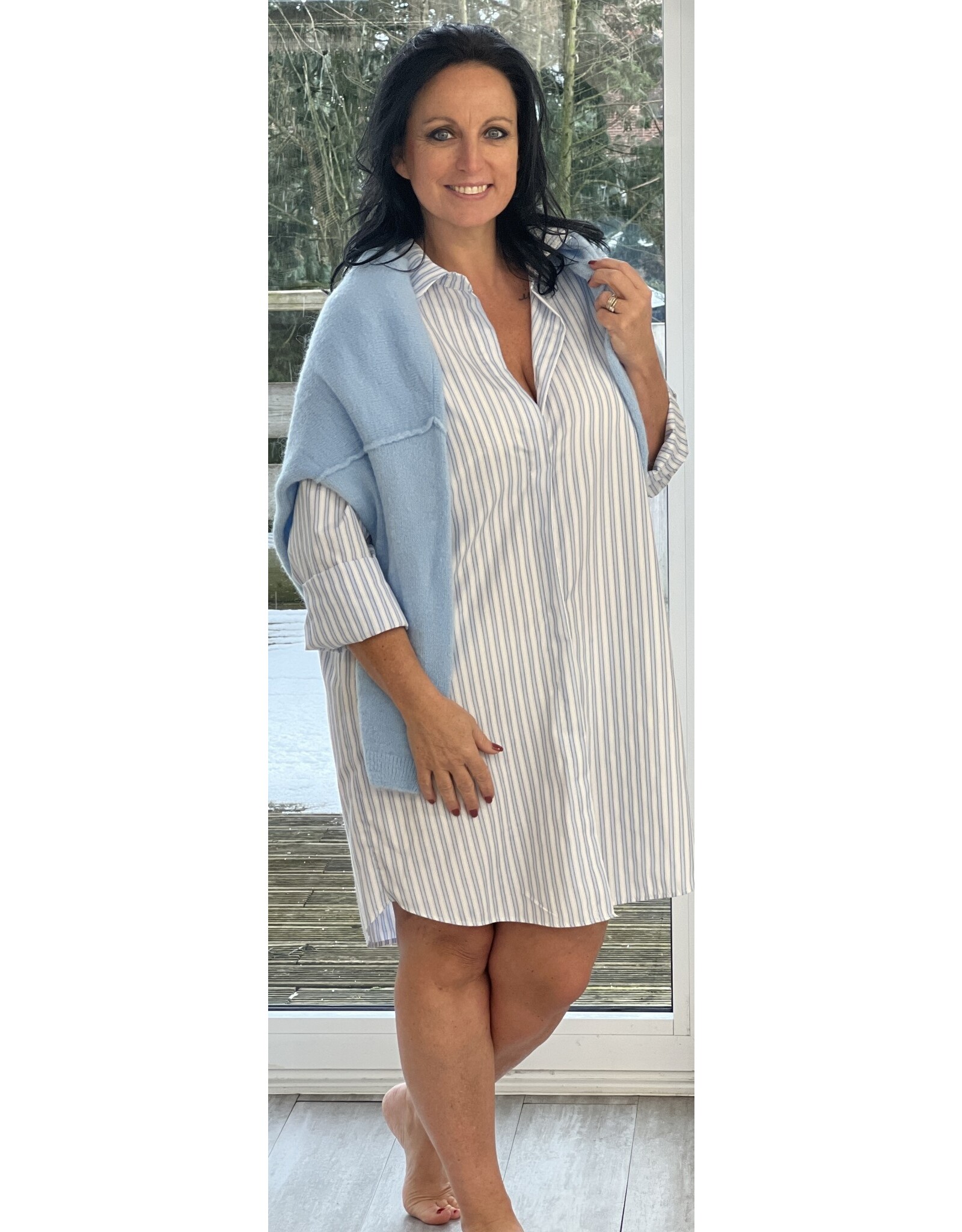 Brussel Kleed/tuniek blauw gestreept