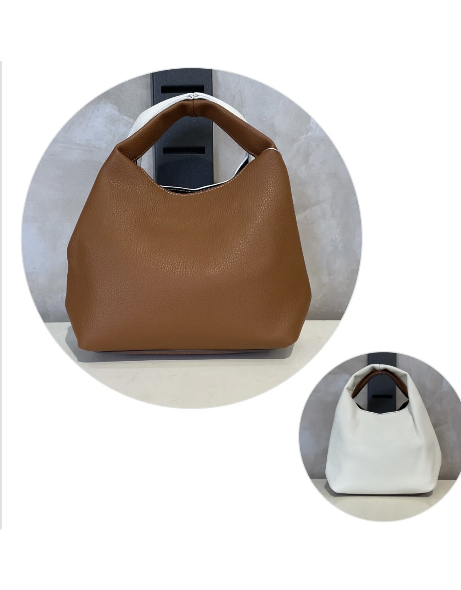 Handtassen Handtas cognac/wit
