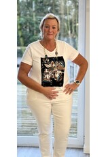 Cream Tshirt Cream bloem zwart