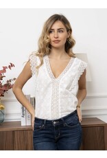 Parijs Bloes wit en kant zonder mouwen