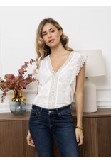 Parijs Bloes wit en kant zonder mouwen