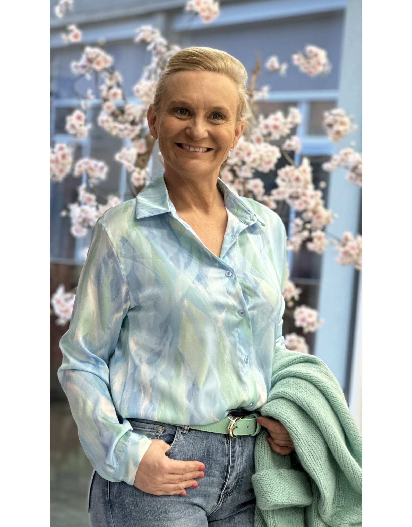 Brussel Bloes blauw/mintgroen