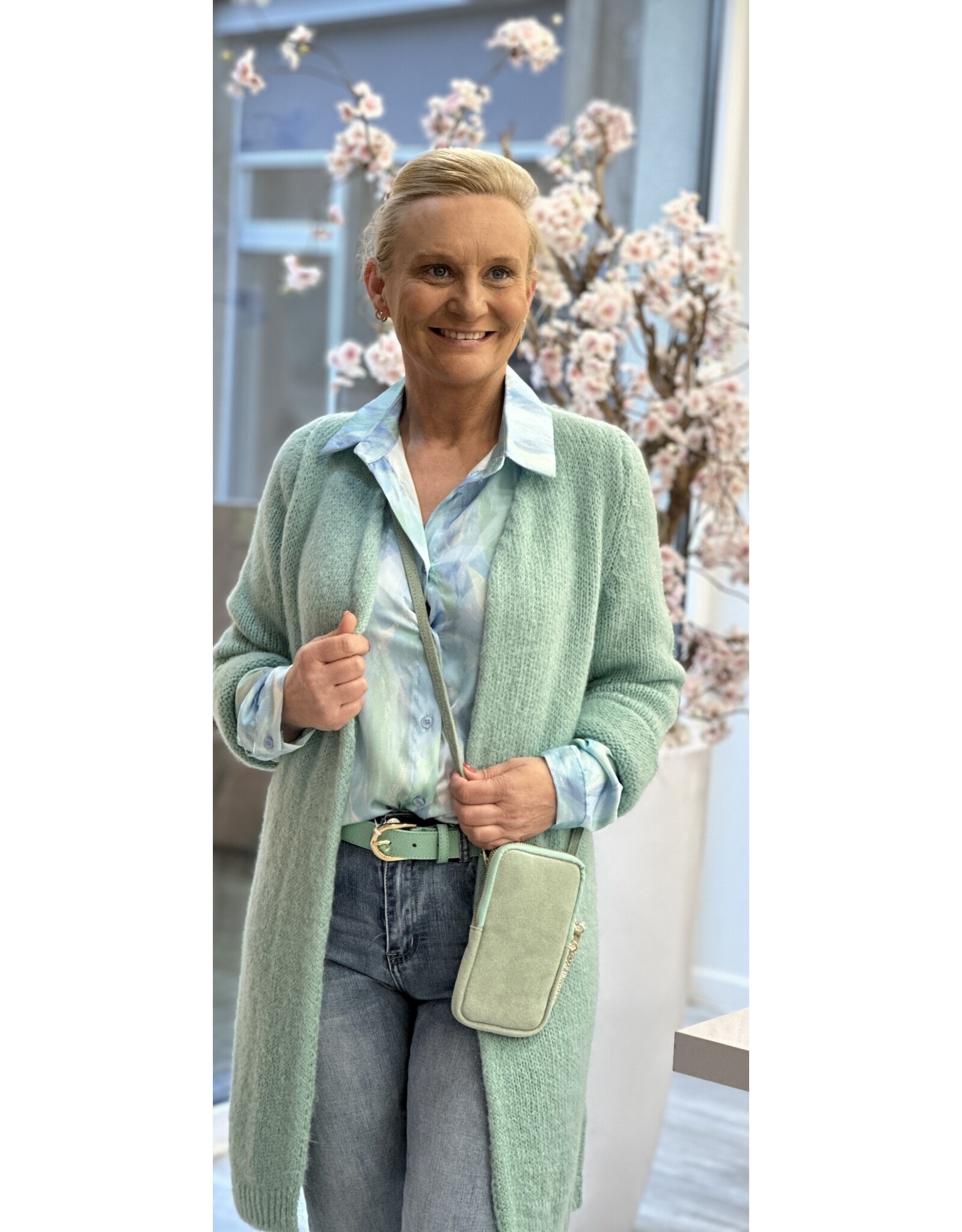 Brussel Bloes blauw/mintgroen