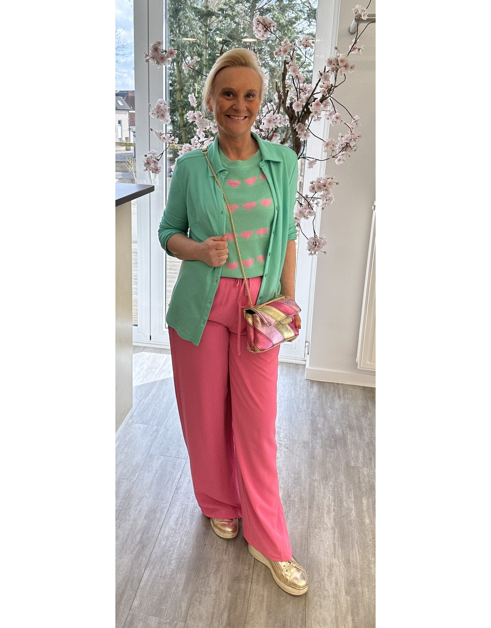 Parijs Broek fushia met elastiek