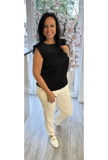 Brussel Top zwart met broderie