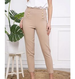 Parijs Trui beige met knoop vooraan